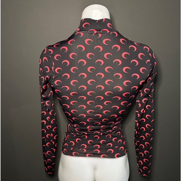 MARINE SERRE CRESCENT MOON-PRINT JERSEY TOP - BLACK - Picture 4 of 6